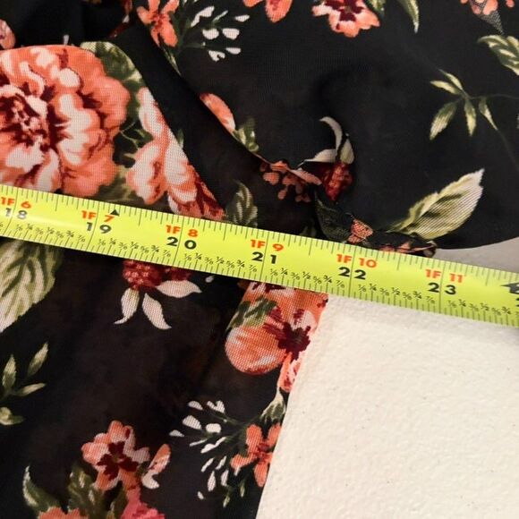 Siren Lily Blouse Women's 2X Floral Mesh V-Neck Short Sleeve Sheer Top Boho - Picture 10 of 11